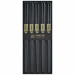 Ätpinnar 5 pack, rostfritt stål, black