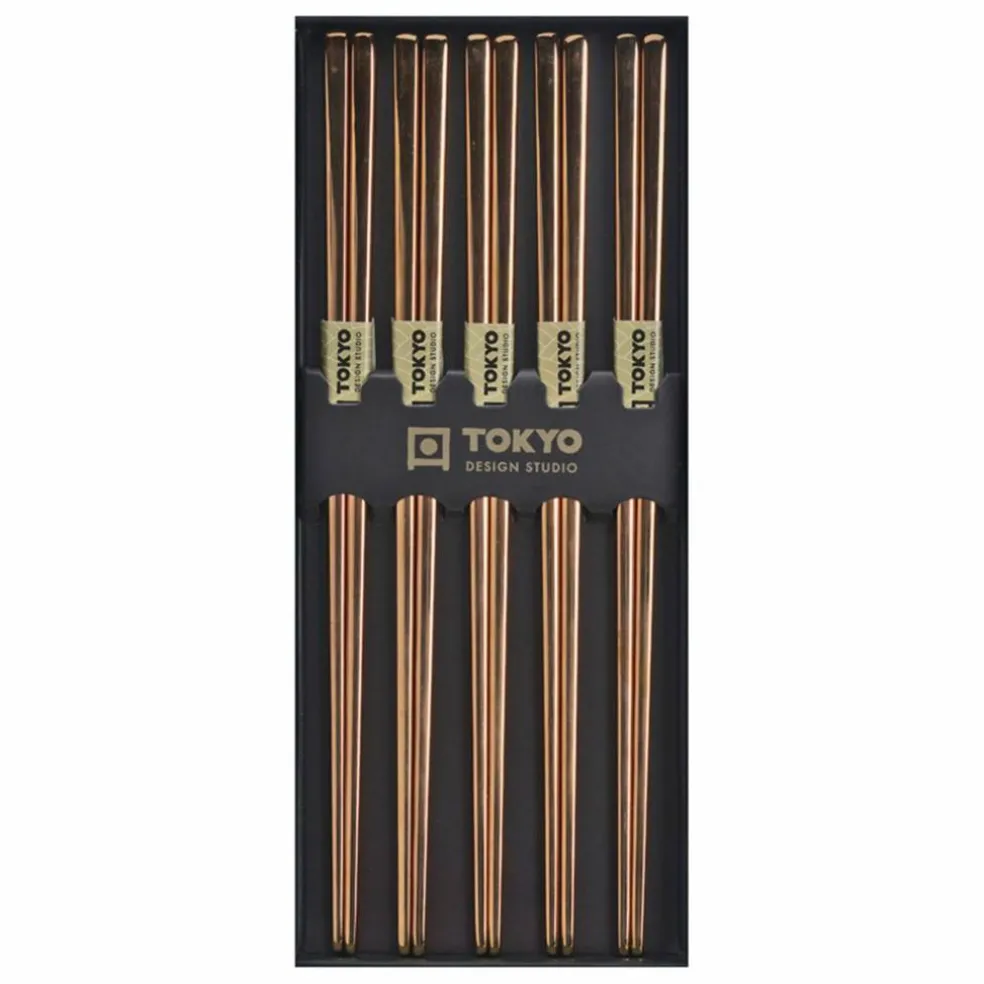 Ätpinnar 5 pack, rostfritt stål, rose gold
