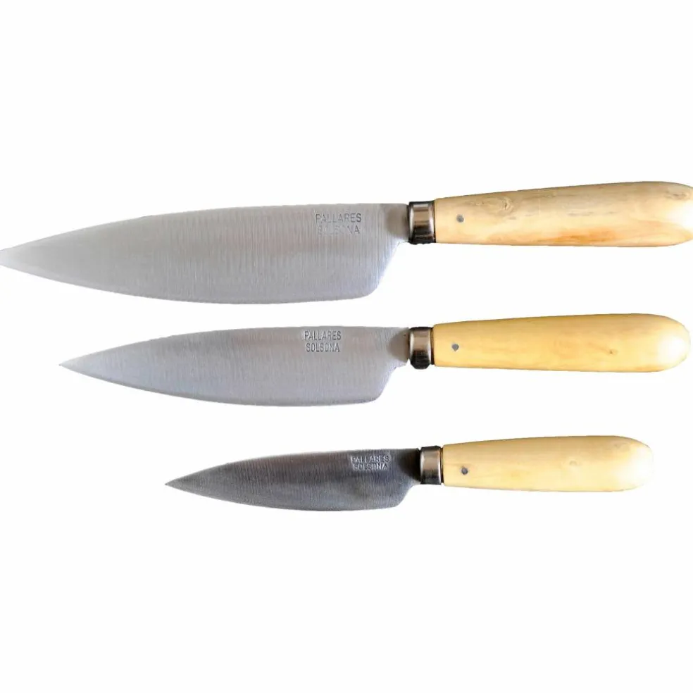 Traditionella Köksknivar i set om 3 tygfodral, 9, 13, 16 cm