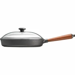Traktörpanna 28 cm Trähandtag och glaslock