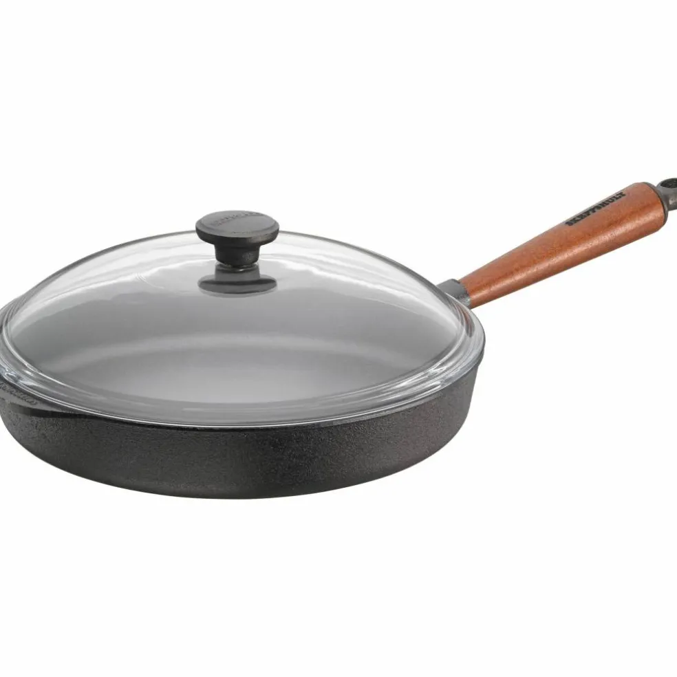 Traktörpanna 28 cm Trähandtag och glaslock
