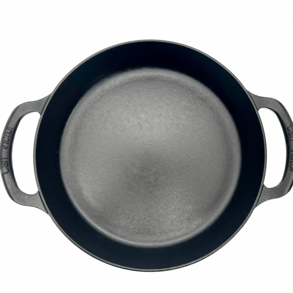 Traktörpanna med glaslock 32 cm, gjutjärn