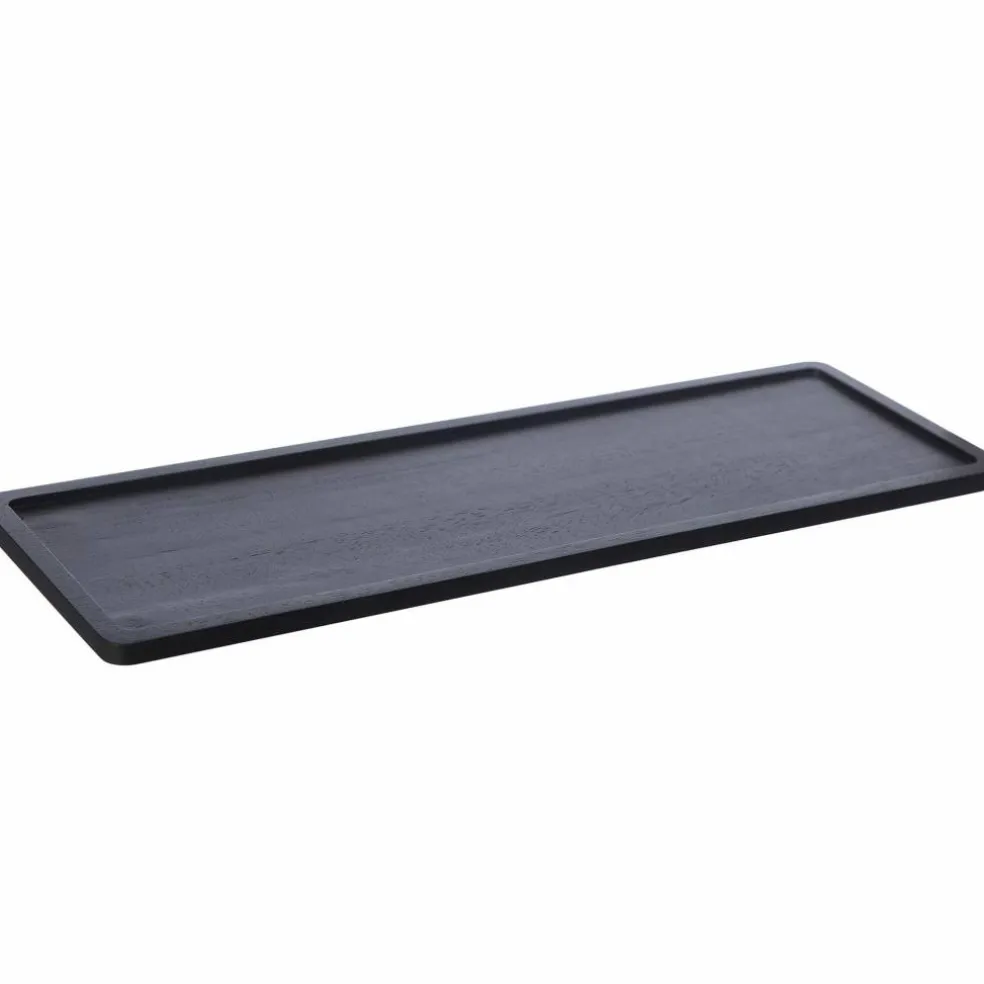 Träbricka Rektangulär Svart, 15x45 cm