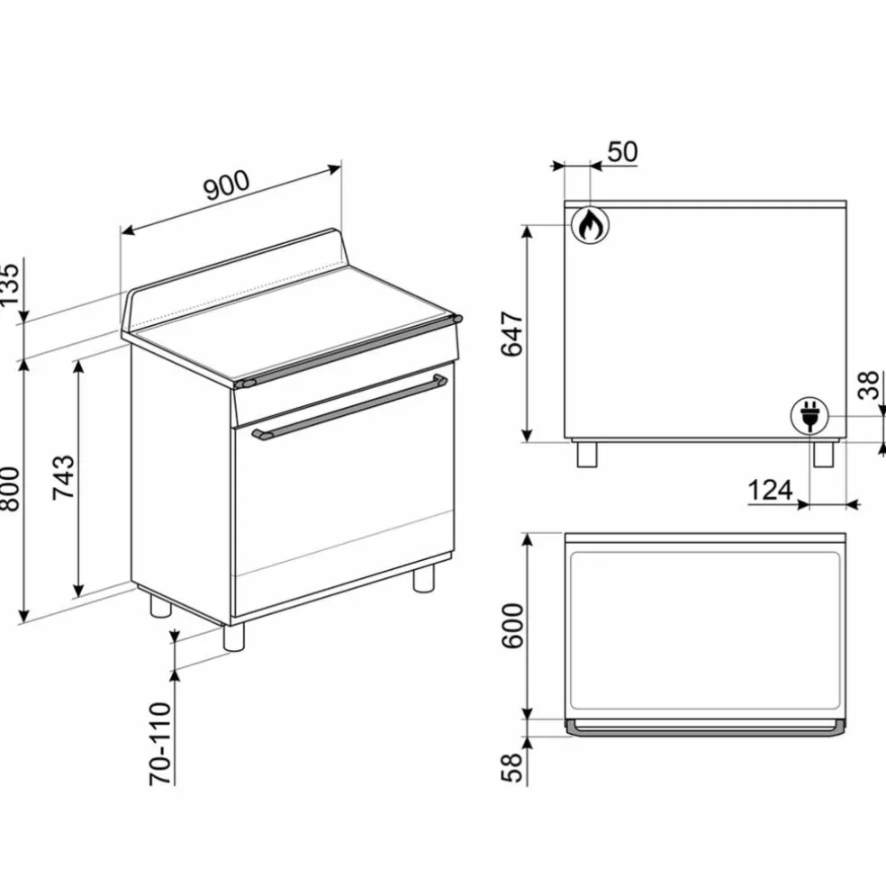 TR90GM gasspis 90 cm, svart