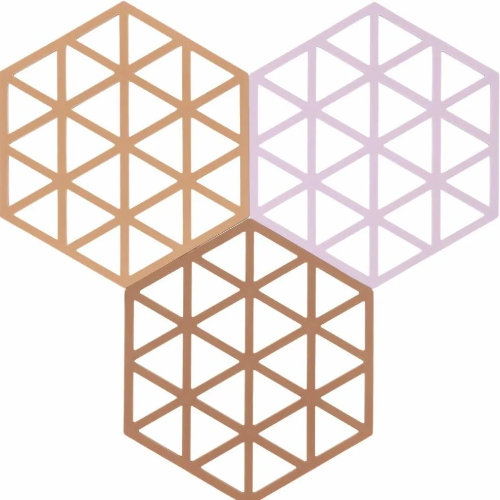 Triangles grytunderlägg 3 st, terracotta/lupin