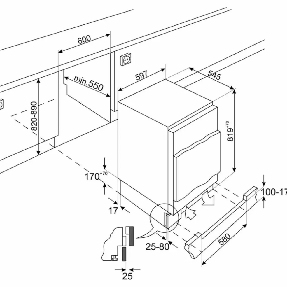 U8C082DE integrerad kyl/frys
