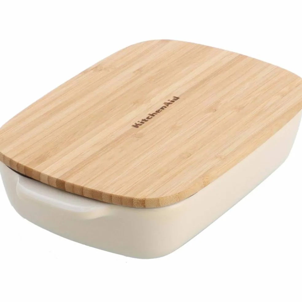 Ugnsform med lock 26x15,5x6,5 cm, creme