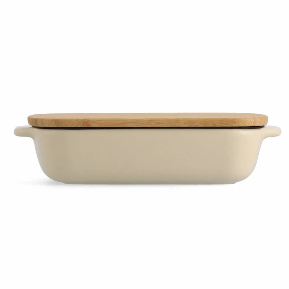 Ugnsform med lock 26x15,5x6,5 cm, creme