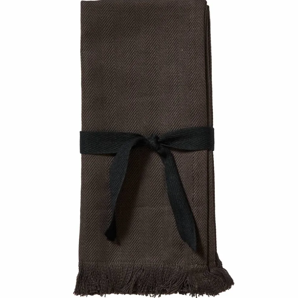 Umami tygservett 2-pack, brun/svart