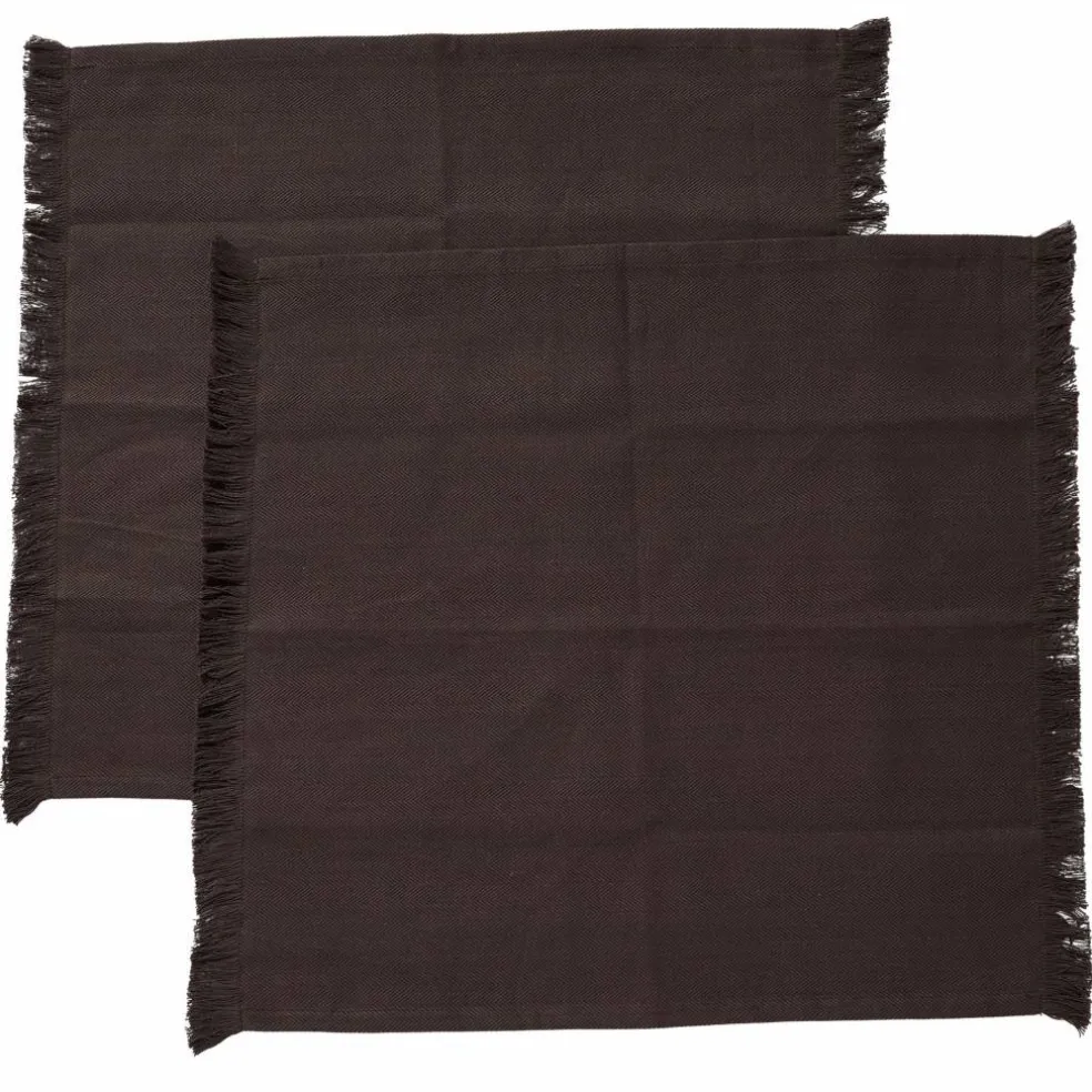 Umami tygservett 2-pack, brun/svart