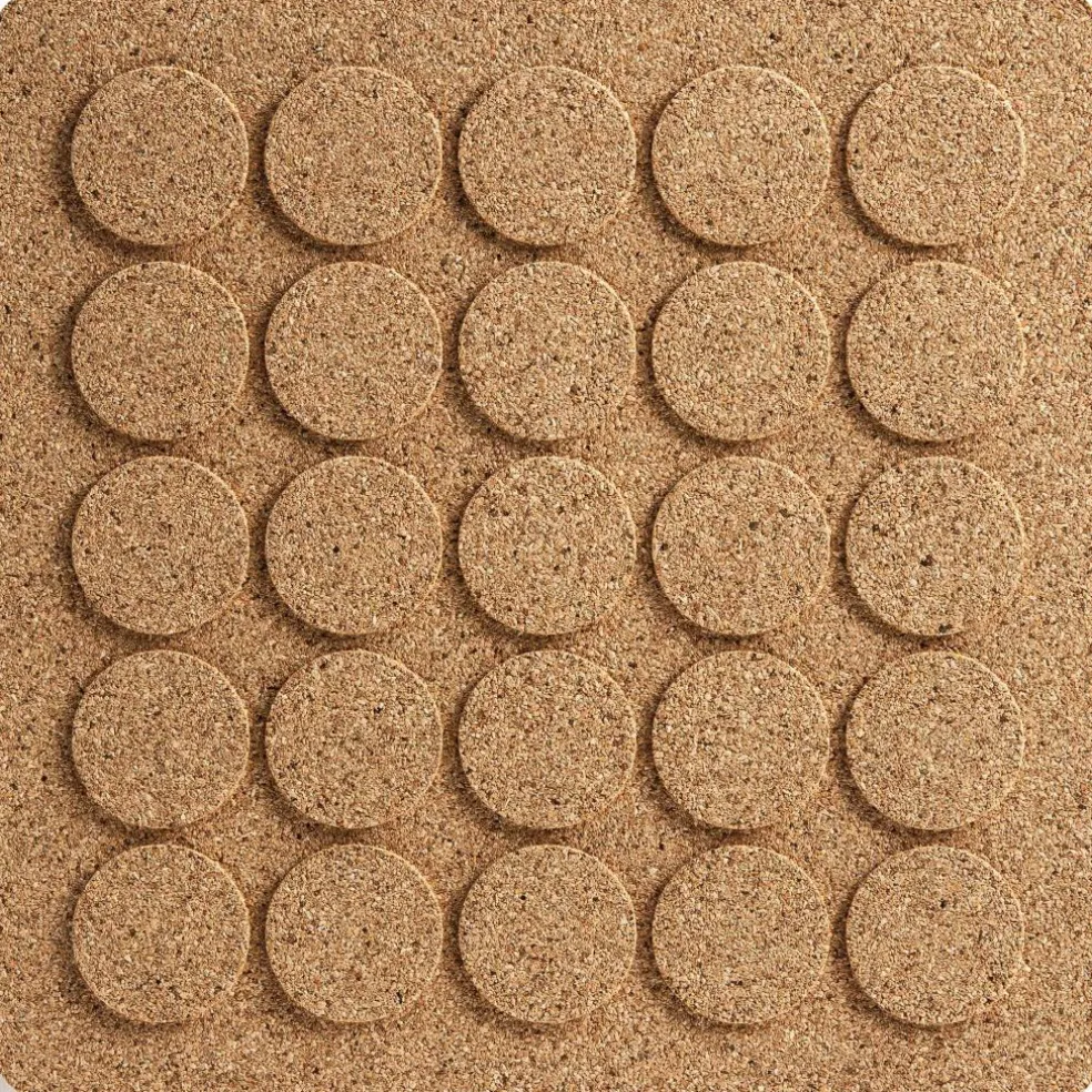 Underlägg square dots svart kork 20 x 20 cm