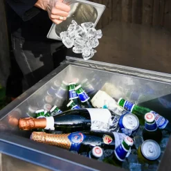 Utekökspaket A: kolgrill + 2 sidobord, rostfritt stål