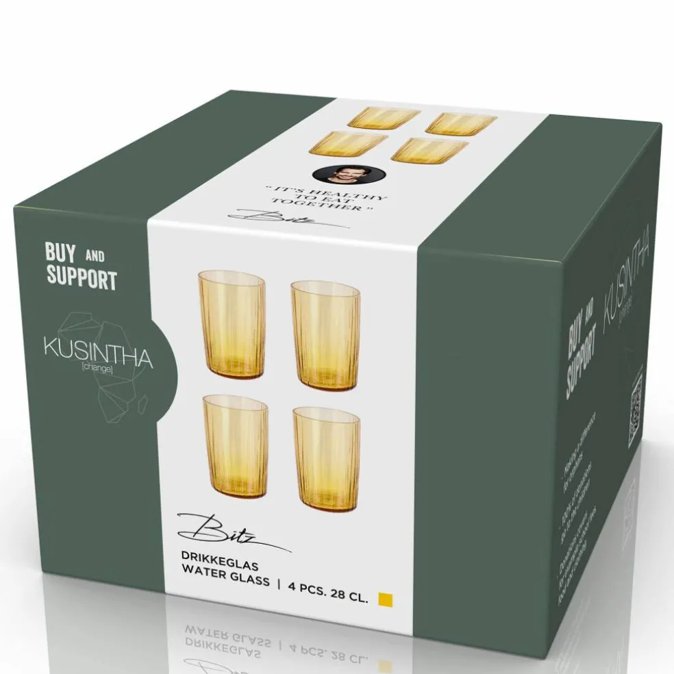 Vattenglas 28 cl 4-pack, bärnsten