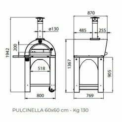 Vedeldad Pizzaugn 80x60 cm. Antracit
