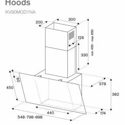 Vägghängd fläkt vertikal 90 cm, svart