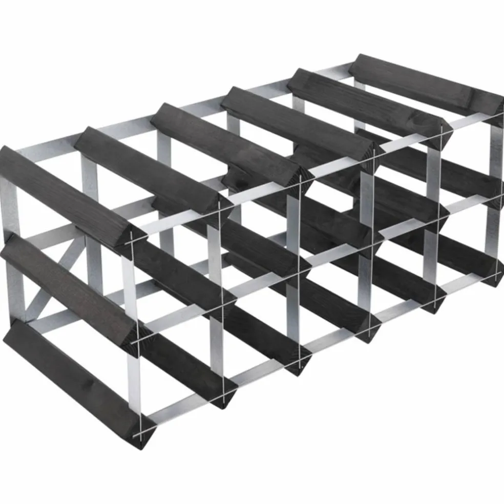Vinställ Påbyggnadsbart 12 Flaskor Black Ash