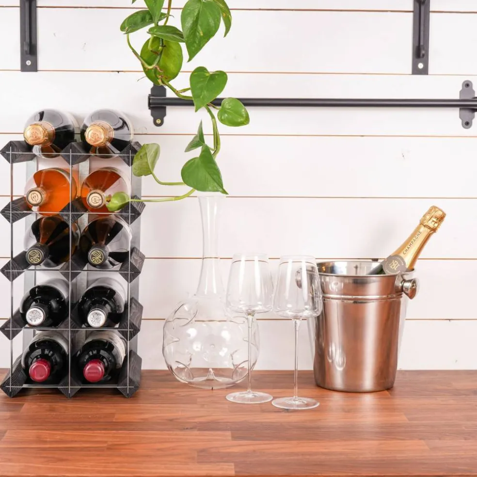 Vinställ Påbyggnadsbart 42 Flaskor Black Ash