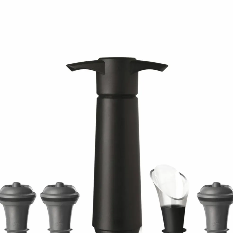 Wine Saver & Server vinpumpset 5 delar, svart