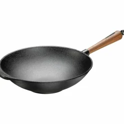 Wokpanna 32 cm Valnötshandtag