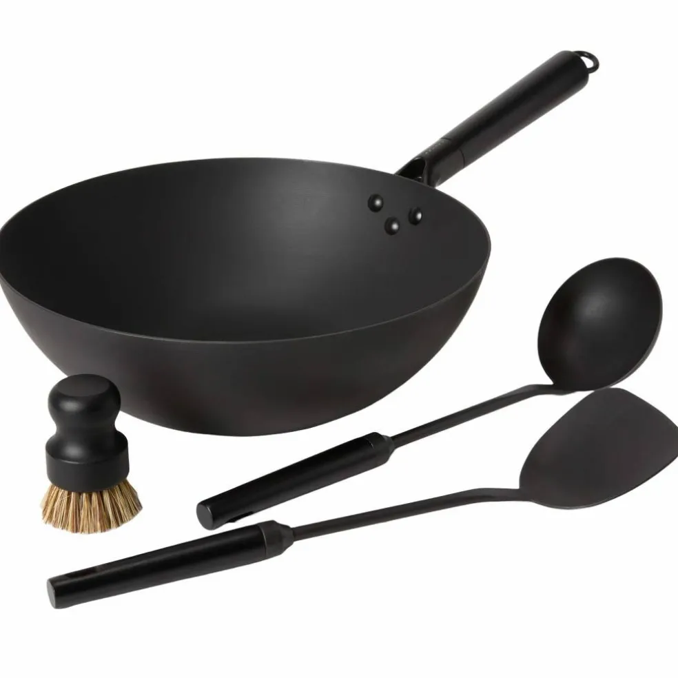 Wok-set i kolstål