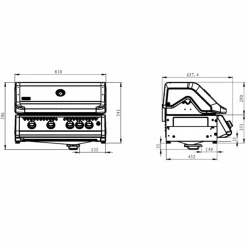 X402 inbyggnadsgrill, svart